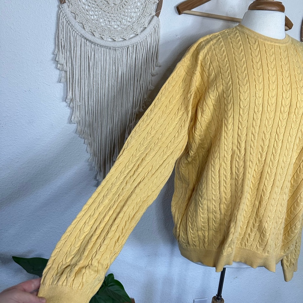 Izod mens yellow cable knit pullover sweater XL - Picture 2 of 5
